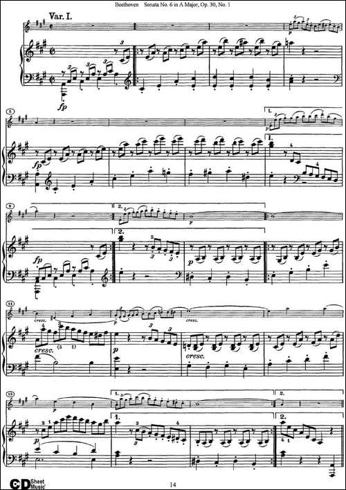 Violin-Sonata-No.6-in-A-Major-Op.30-No.1-小提琴+钢琴伴奏-提琴谱