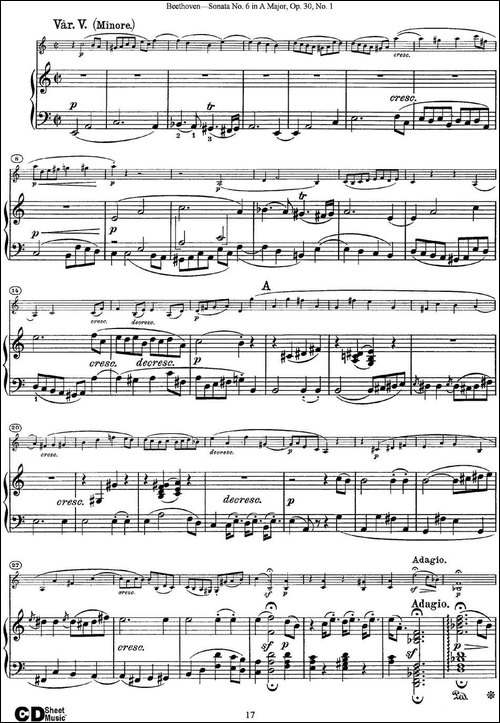 Violin-Sonata-No.6-in-A-Major-Op.30-No.1-小提琴+钢琴伴奏-提琴谱