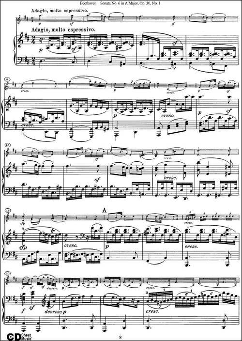 Violin-Sonata-No.6-in-A-Major-Op.30-No.1-小提琴+钢琴伴奏-提琴谱