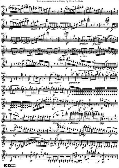 Violin-Sonata-No.8-in-G-Major-Op.30-No.3-提琴谱