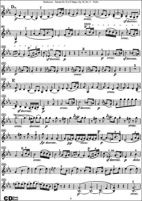 Violin-Sonata-No.8-in-G-Major-Op.30-No.3-提琴谱