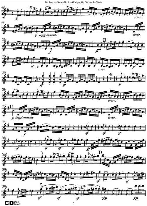 Violin-Sonata-No.8-in-G-Major-Op.30-No.3-提琴谱