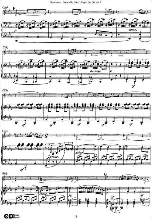Violin-Sonata-No.8-in-G-Major-Op.30-No.3-小提琴+钢琴伴奏-提琴谱