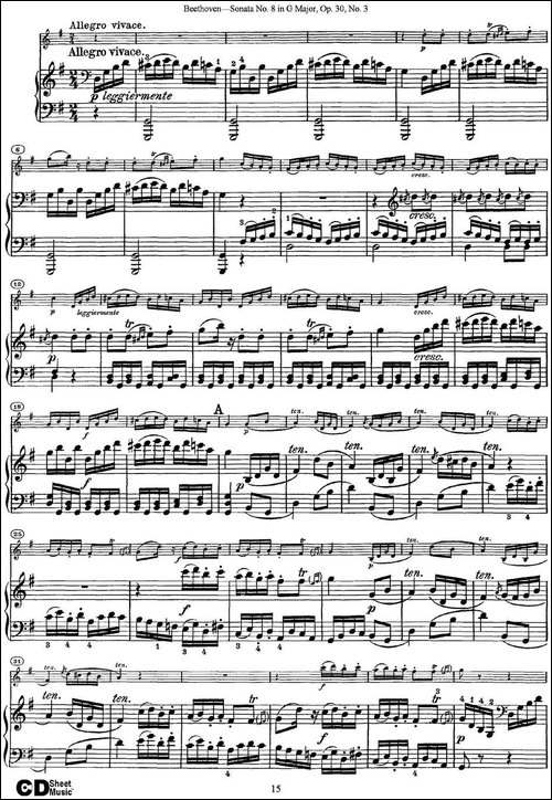 Violin-Sonata-No.8-in-G-Major-Op.30-No.3-小提琴+钢琴伴奏-提琴谱