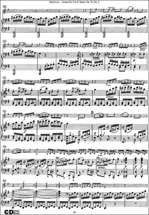Violin-Sonata-No.8-in-G-Major-Op.30-No.3-小提琴+钢琴伴奏-提琴谱