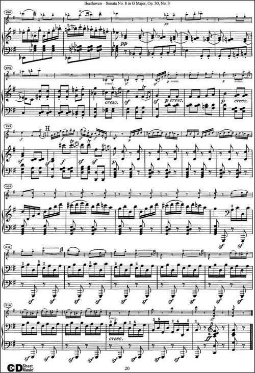 Violin-Sonata-No.8-in-G-Major-Op.30-No.3-小提琴+钢琴伴奏-提琴谱