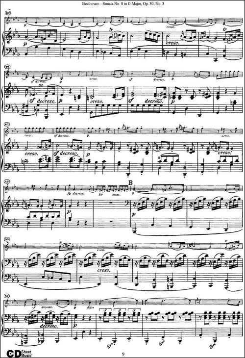 Violin-Sonata-No.8-in-G-Major-Op.30-No.3-小提琴+钢琴伴奏-提琴谱
