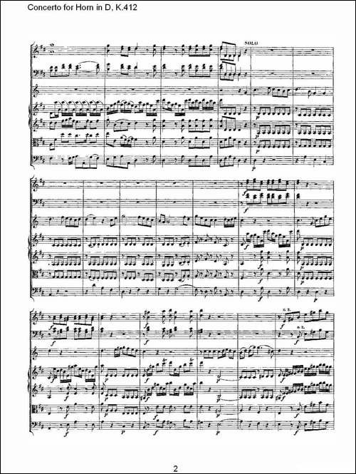 Concerto-for-Horn-in-D,-K.412-D调法国号协奏曲,-K.412-铜管谱
