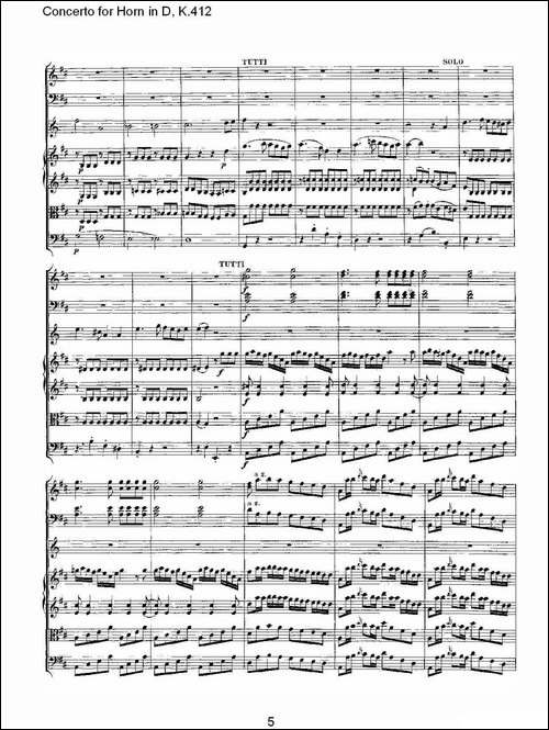 Concerto-for-Horn-in-D,-K.412-D调法国号协奏曲,-K.412-铜管谱