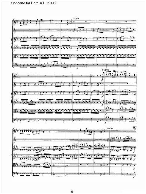 Concerto-for-Horn-in-D,-K.412-D调法国号协奏曲,-K.412-铜管谱