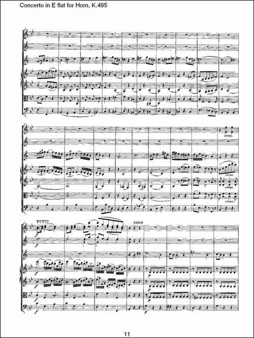 Concerto-in-E-flat-for-Horn,-K.495-Eb调法国号协奏曲,-K.4-铜管谱