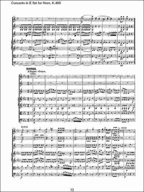 Concerto-in-E-flat-for-Horn,-K.495-Eb调法国号协奏曲,-K.4-铜管谱