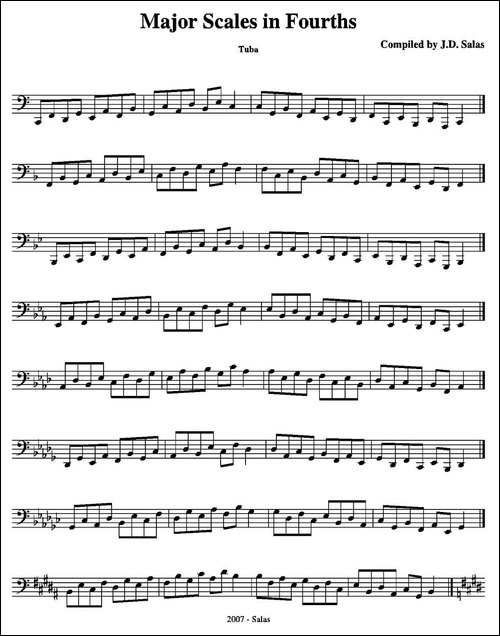 Major-Scales-in-4ths---Tuba-大号练习教材选曲-铜管谱