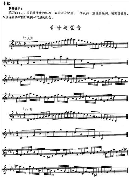 小号考级十级：音阶与琶音-bD大调、bd小调-铜管谱