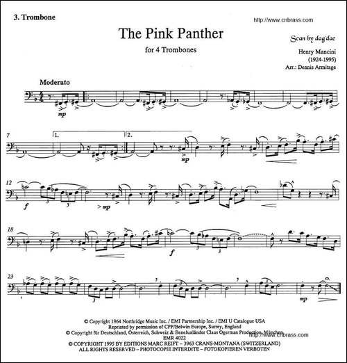 The-Pink-Panther-《粉红豹》长号四重奏-铜管谱