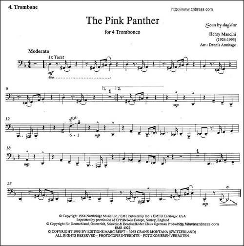 The-Pink-Panther-《粉红豹》长号四重奏-铜管谱