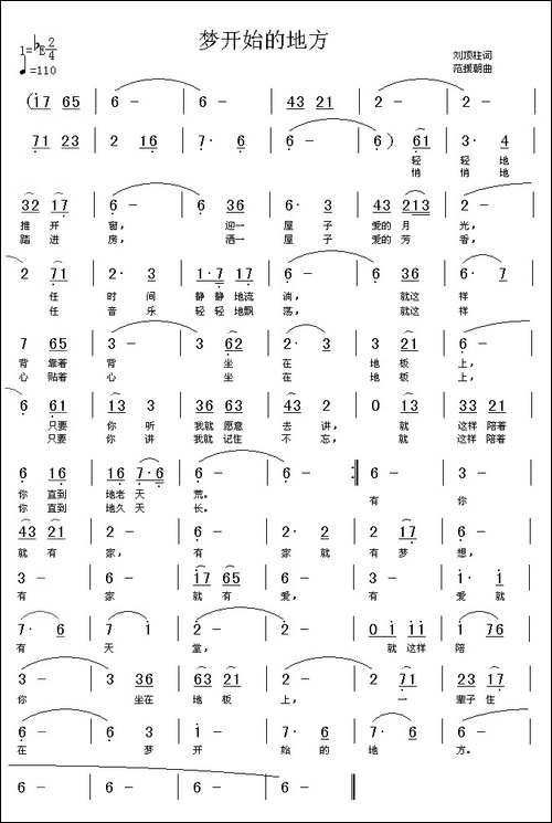 梦开始的地方-刘顶柱词-范援朝曲