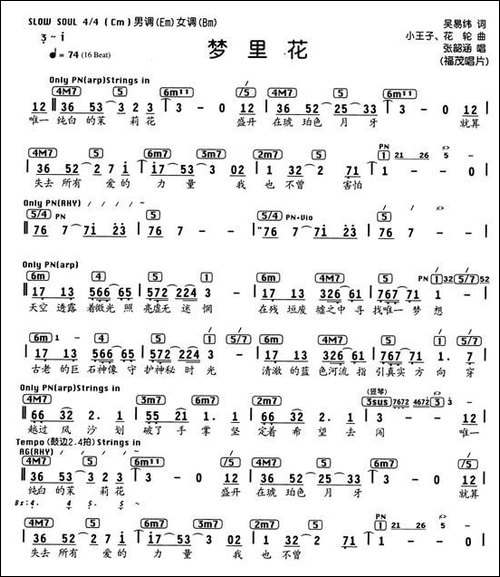梦里花-编配乐谱