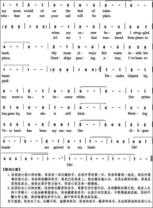 母亲的双手-陈颖波词-赵陈圣乐曲