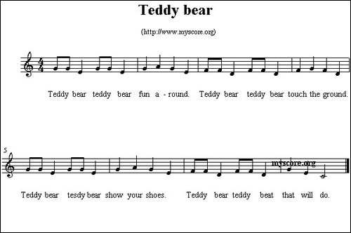 Teddy-bear-英文儿歌、五线谱