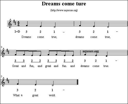 Dreams-come-ture-英文儿歌、线简谱混排版