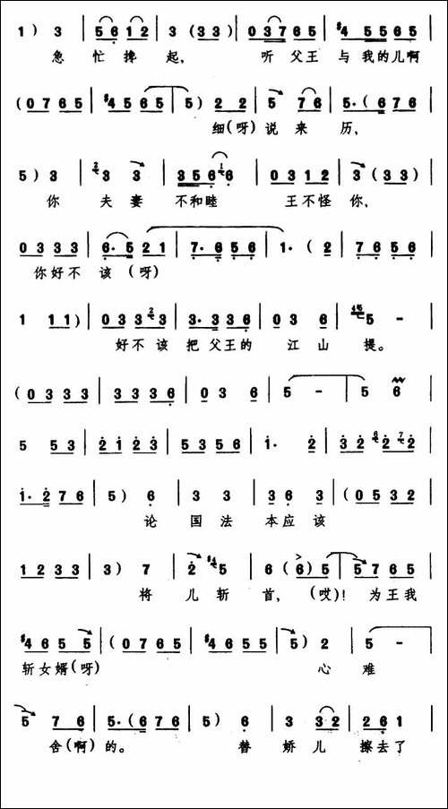 与我儿加官职连升三级-《打金枝》唐王唱段-豫剧唱谱