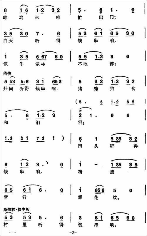 徐玉兰唱腔集：钱串落地一声震-选自《亮眼哥》万松青唱段-豫剧唱谱
