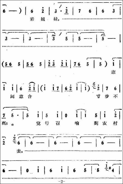 咱们如同亲姐妹-电影版《朝阳沟》选段、李桂兰、小董独唱-豫剧唱谱