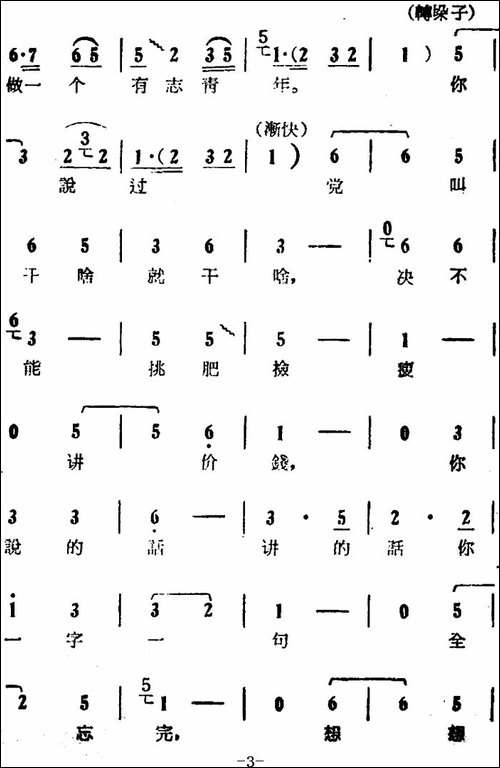 为农业，我干它一百年-电影版《朝阳沟》选段、拴保唱段-豫剧唱谱