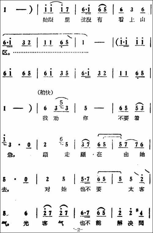 墙上画马不能骑-电影版《朝阳沟》选段、二婶唱段-豫剧唱谱